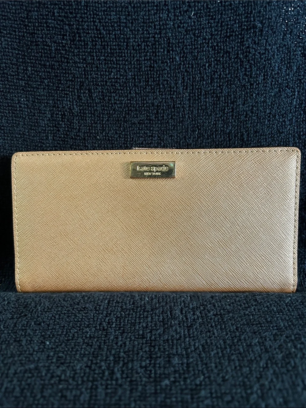 kate spade NY Metallic Rose Gold Saffiano Leather Continental Bifold Wallet